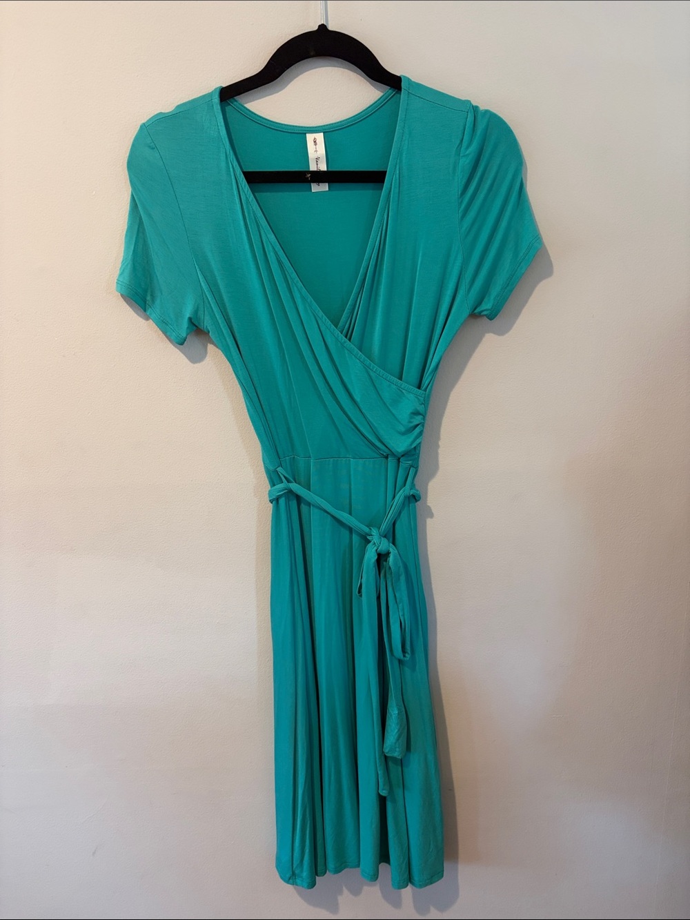 Vanilla Bay Teal Wrap-Style Dress with Tie Waist